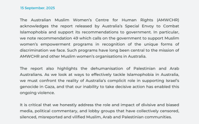 Media Release: Australian Muslim Women’s Centre for Human Rights acknowledges the Special Envoy’s report to combat Islamophobia